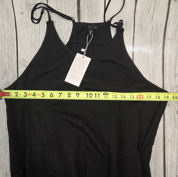NWT Black Racerback Spaghetti Strap Long Jumpsuit Womens L - Picture 5 of 11